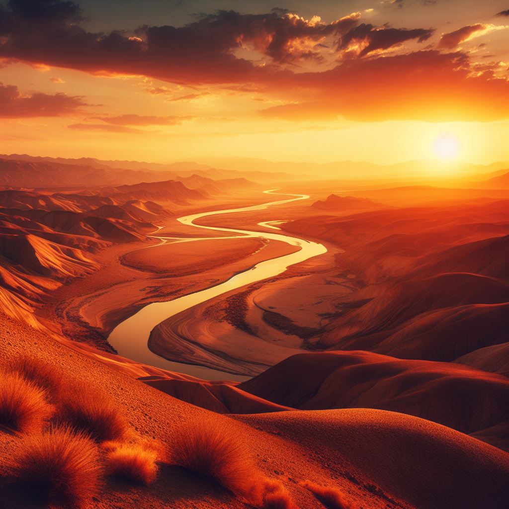 大漠孤烟直，长河落日圆。