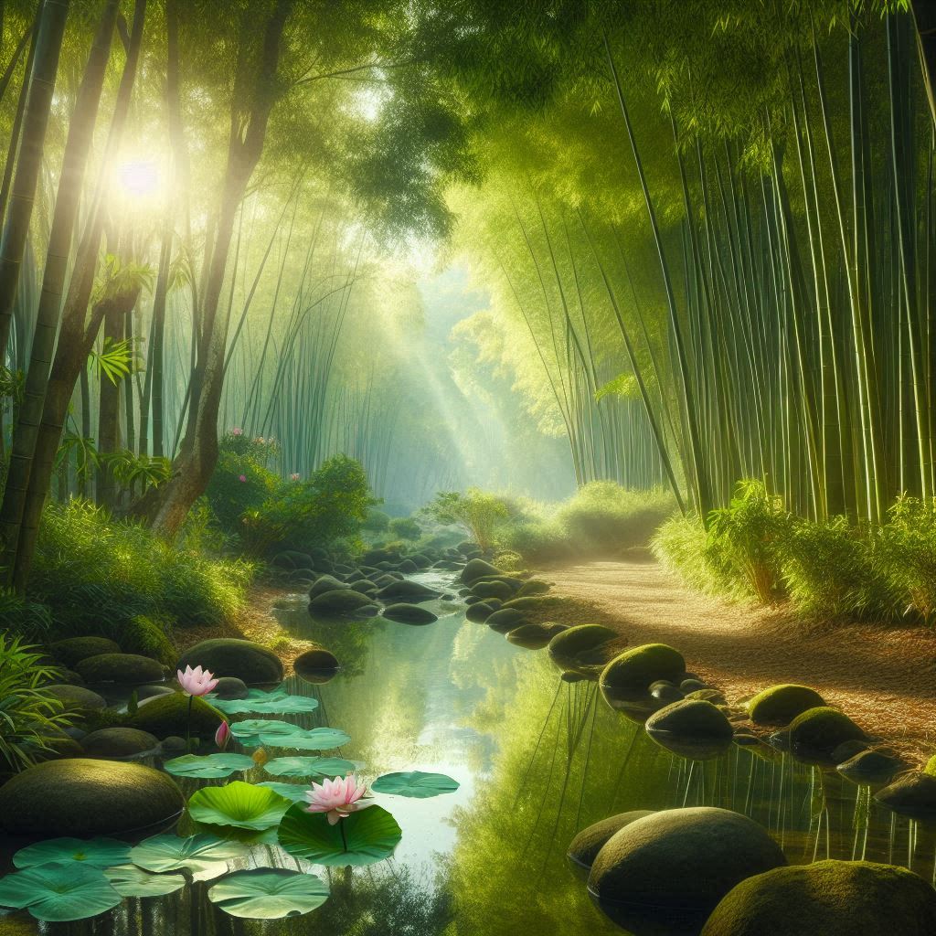竹色溪下绿，荷花镜里香。